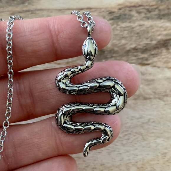 Dyrberg/Kern Mamba snake necklace with Swarovski crystal eyes - Picture 1 of 6